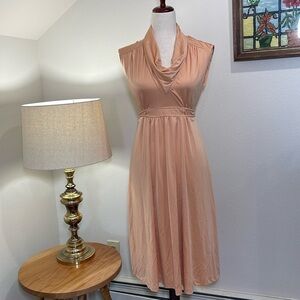 Vintage Jody T of California Peach Nylon Cowl Neck Sleeveless Dress Size 11